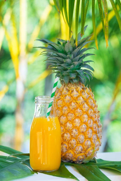 Batido fresco de refresco de verano de fruta tropical de piña amarilla — Foto de Stock