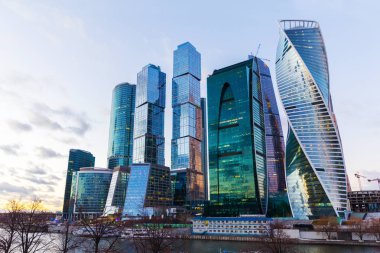 Moskova, Rusya - 27 Aralık 2015: Moscow city gökdelen iş bölgesi