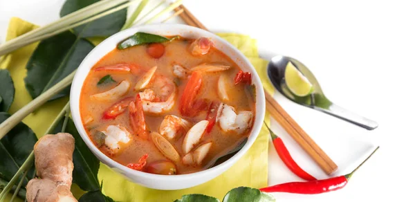 Tom Yum Goong Sopa Tom Yum Picante Con Camarones Camarones — Foto de Stock