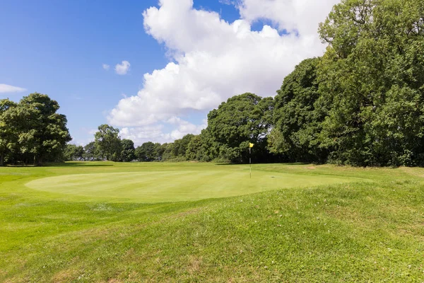 Smukke Golfbaner Med Grønt Græs - Stock-foto