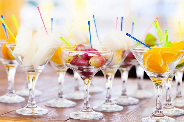 Cuts of fruits in glass for party