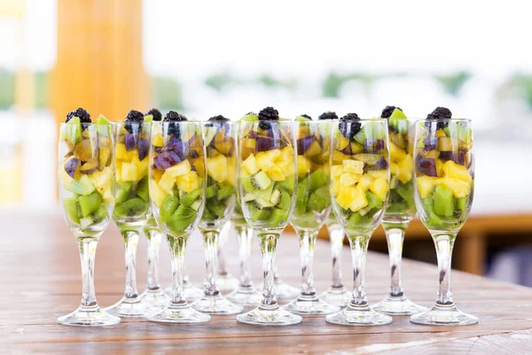 Cuts of fruits in glass for party