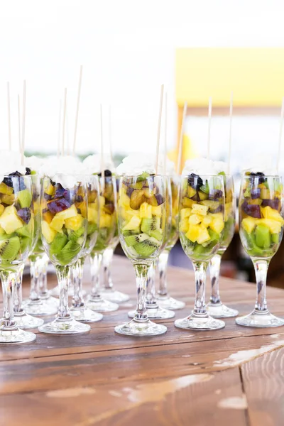 Cuts of fruits in glass for party