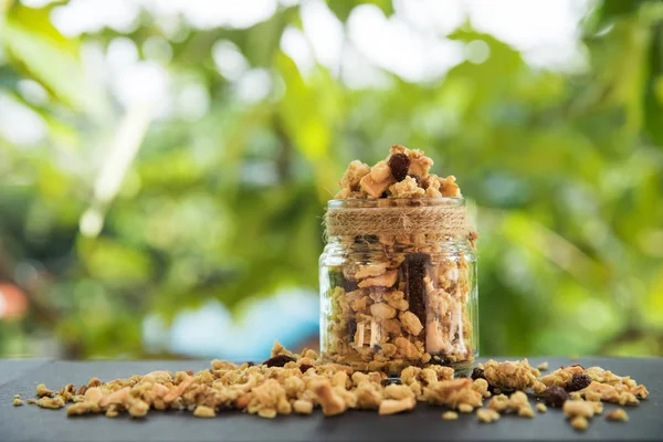Proaspete de casă tropicale exotice granola muesli mic dejun — Fotografie, imagine de stoc