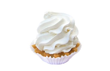 izole kek krem beyaz. Beyaz zemin üzerine lezzetli doğum günü kek