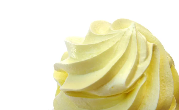 Изолированный сверху крем желтый, взбитые сливки, торт крем — стоковое фото