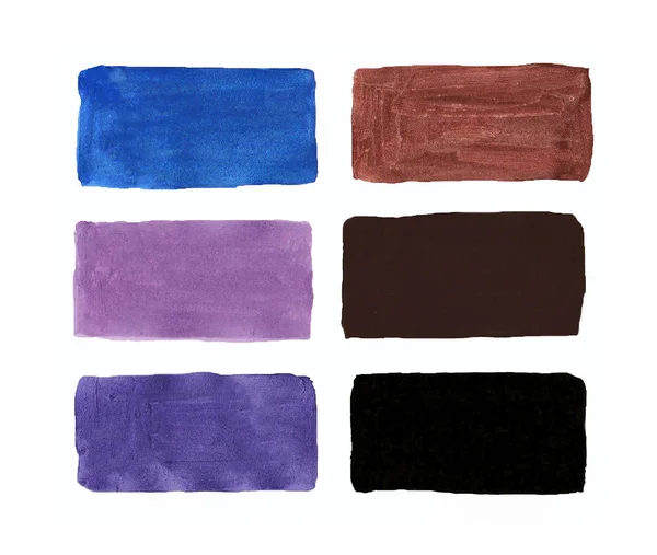 Akvarell papír, gouache palettája, a színek a szivárvány színek listája virágok négyzetek színek — Stock Fotó