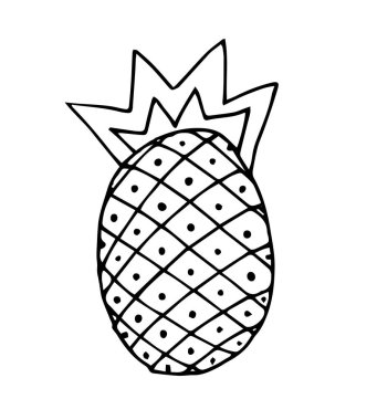 vektör ananas, Çocuk çizimi, boyama, tropikal meyve için kitaplar için eğitim illüstrasyon