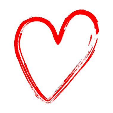 Vektör kalp kuru bir fırça ile. El grunge kalpler çekilmiş. Aşk sembolü. Sevgililer günü. Grunge illüstrasyon
