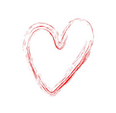 Vektör kalp kuru bir fırça ile. El grunge kalpler çekilmiş. Aşk sembolü. Sevgililer günü. Grunge illüstrasyon