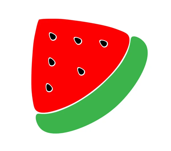 Векторный красный арбуз. Простая иллюстрация для детей. милый кусок фруктов для логотипа и дизайна — стоковый вектор