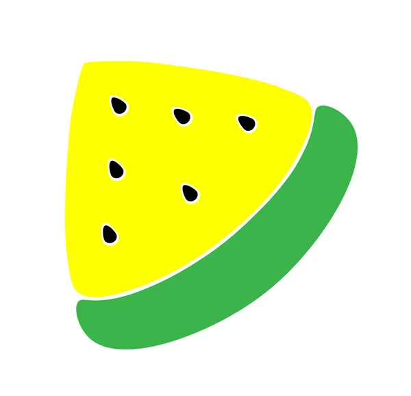 Векторный желтый ломтик арбуза. Простая иллюстрация для детей. милый кусок фруктов для логотипа и дизайна — стоковый вектор