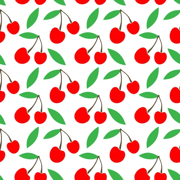 Eenvoudige leuke naadloze vector achtergrond van kersen. landelijke verpakkingsontwerp. Cherry jam — Stockvector