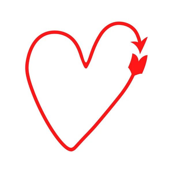 Κόκκινο διάνυσμα ευαίσθητη καρδιά με τη μορφή ενός βέλους. Βέλος του Θεού έρωτα. Ημέρα του Αγίου Βαλεντίνου. σύμβολο. — Διανυσματικό Αρχείο