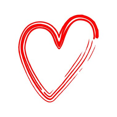 Vektör kalp kuru bir fırça ile. El grunge kalpler çekilmiş. Aşk sembolü. Sevgililer günü. Grunge illüstrasyon