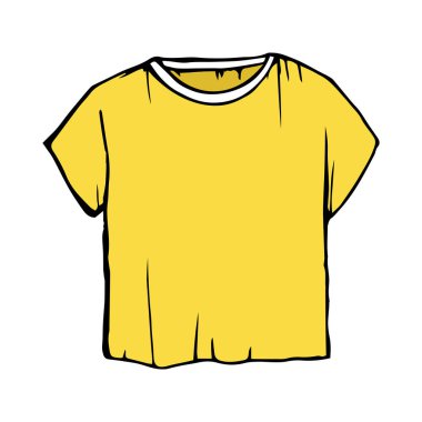 t-shirt vektör illüstrasyon. Çocuk anahat giysi çizim. sarı kroki T-shirt