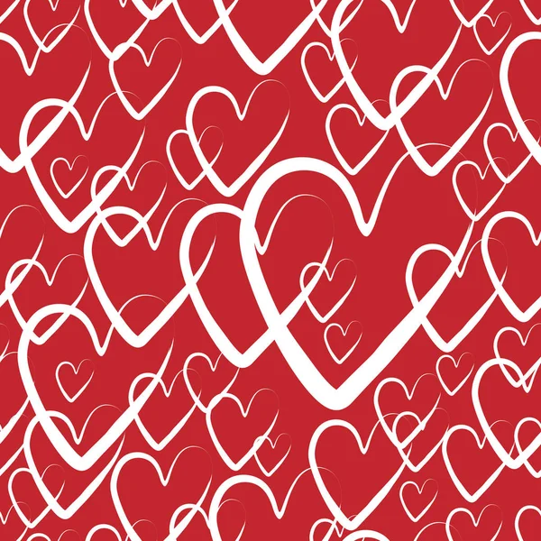 Fond de coeur sans couture. coeurs pour la Saint-Valentin, illustration vectorielle. fond motif rouge avec des éléments dessinés à la main . — Image vectorielle