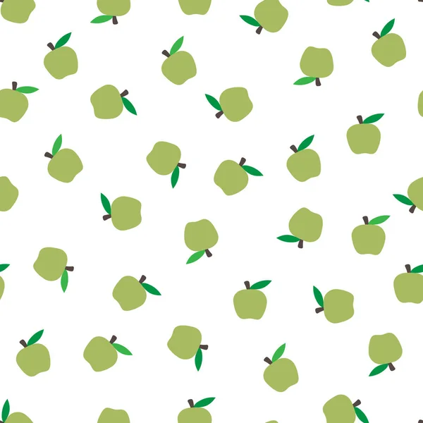 Naadloze achtergrond met groene appels. Herfst seizoensgebonden achtergrond, school. heldere vruchten — Stockvector