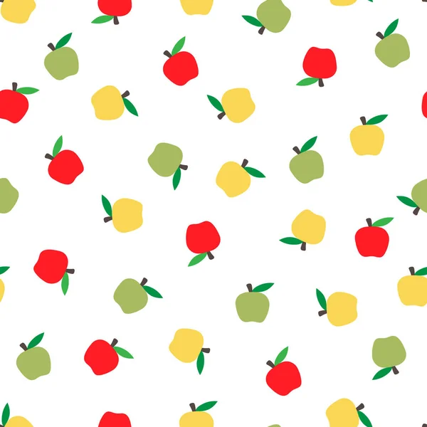 Varratmentes háttérben színes almával. Őszi szezonális háttér, iskola. világos gyümölcsök — Stock Vector