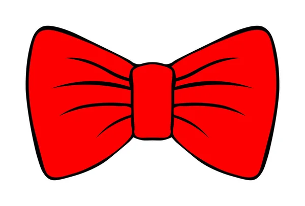 Children's illustration of bow. costume butterfly red vector drawing with contour. xmas decor isolated on white background. — Stock Vector