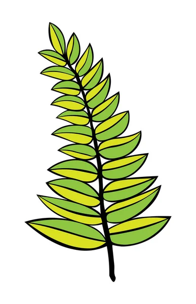 Contour vectorillustratie van een groene tak geïsoleerd op een witte achtergrond. Tattoo. logo. Kinder illustratie — Stockvector