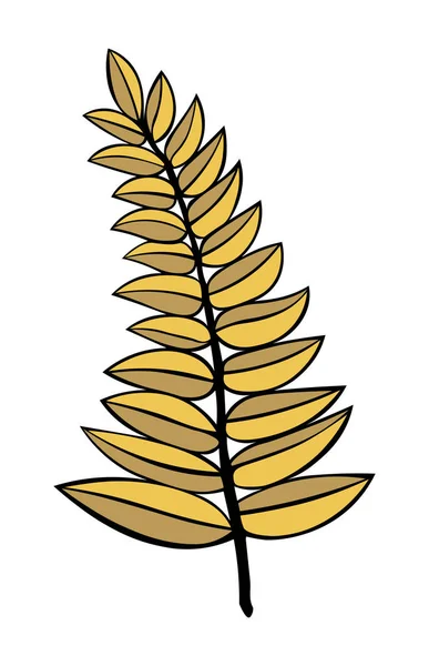Tatuaje. logo. contorno vectorial de trigo ilustración de una spica amarilla aislada sobre fondo blanco. tatuaje. logo. ilustración infantil — Vector de stock