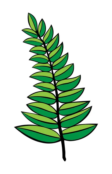 Ilustración del contorno vectorial de una rama verde aislada sobre fondo blanco. tatuaje. logo. ilustración infantil — Vector de stock