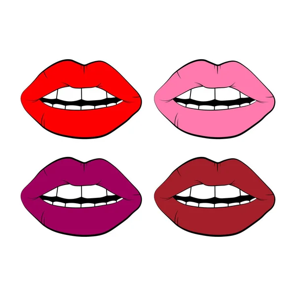 Vektor-Lippensymbol isoliert auf weißem Hintergrund. Lineare Symboldarstellung. Frauenlippenzeichnung — Stockvektor
