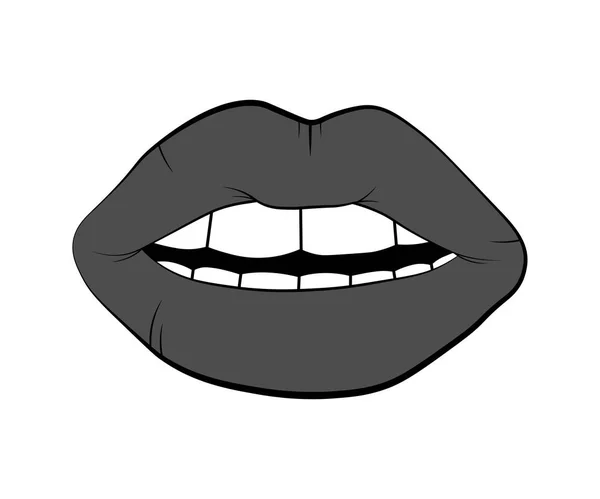 Vector lip symbool geïsoleerd op een witte achtergrond. kussen zwart lip contour. lineaire pictogram illustratie. Zwarte lippen vrouw tekenen — Stockvector