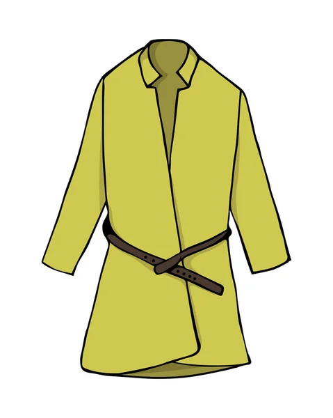 Модна ілюстрація зеленого пальто. Модне векторне зображення жіночого пальто. Осінній сезонний одяг — стоковий вектор