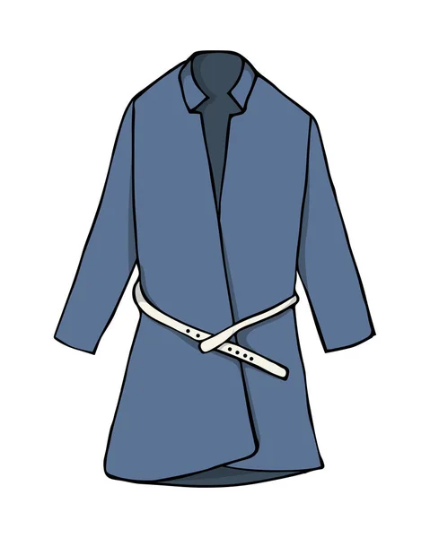 Модна ілюстрація темно-синього пальто. Модне векторне зображення жіночого пальто. Осінній сезонний одяг — стоковий вектор