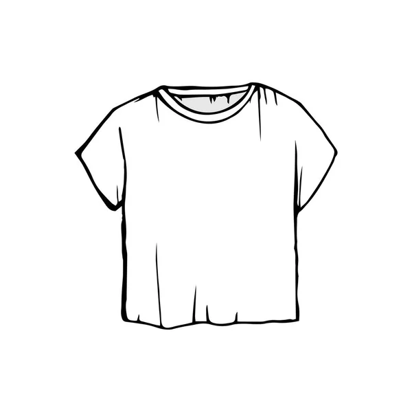 Футболка Векторні ілюстрації. дитячий контур одягу для малювання. білі ескізні футболки ізольовані — стоковий вектор
