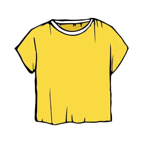 Εικόνα διανύσματος t-shirt. Παιδικά ρούχα που ζωγραφίζοντας. κίτρινο σκίτσο μπλουζάκια — Διανυσματικό Αρχείο
