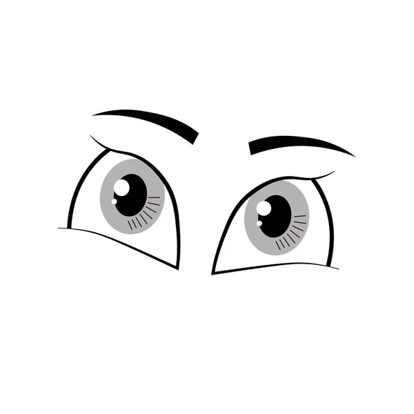 Gris beaux yeux féminins avec des sourcils. illustration vectorielle de dessin animé de grands yeux. regarde, élément — Image vectorielle