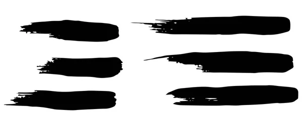 Conjunto de trazo de cepillo seco vector. Elemento de diseño texturizado Grunge distress. Pincelada negra. utilizado como banner, plantilla, logotipo — Vector de stock