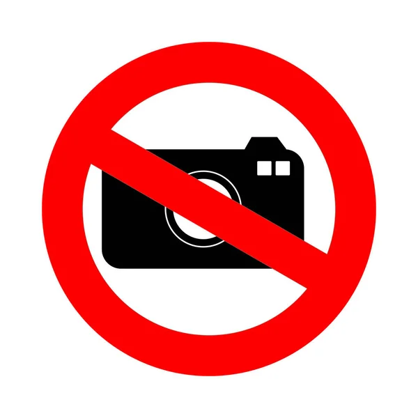 Ningún cartel fotográfico aislado sobre fondo blanco. No hay señal de cámara. Ningún vector de cámara fotográfica — Archivo Imágenes Vectoriales