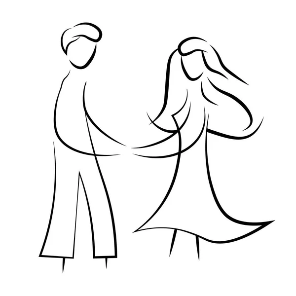 Schwarze Linie Frau und Männer. Silhouette der Liebe Vektor Illustration. Modemädchen. Schönheit, Modekonzept Logo. — Stockvektor