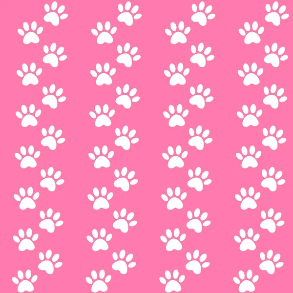 Следы кошачьего текстиля. Векторный бесшовный отпечаток лапы. розовый фон для дизайна упаковки — стоковый вектор