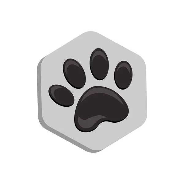 Icône de forme hexagonale vectorielle grise avec les animaux. Icônes de pattes de chat isolées. empreinte animale hexagonale . — Image vectorielle