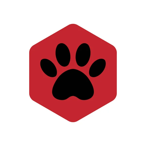 Ikona obrazce šestiúhelník červený vektor se zvířaty. Kočičí tlapa ikony izolovaný. zvířecí stopy šestihranný. — Stockový vektor