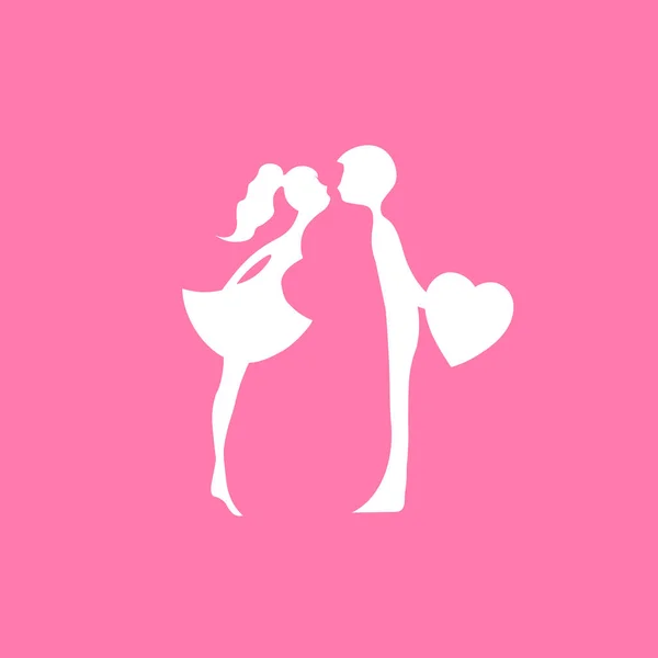Küsst ein junges Liebespaar. romantische Paarsilhouette. Liebhaber Frau und Mann küssen.rosa Silhouetten von küssenden Jungen und Mädchen — Stockvektor