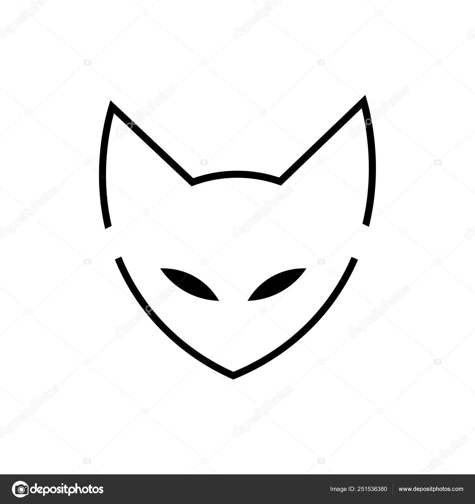 Cat ninja illustration vector. Japan cat fox logo, icon Stock