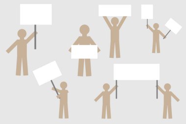 posterler insanlarla protesto grev. posterler ile basit izole insan silüeti