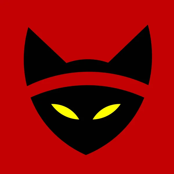 Vettore illustrazione gatto ninja. un gatto con una benda. arti marziali. Giappone gatto volpe logo, icona — Vettoriale Stock