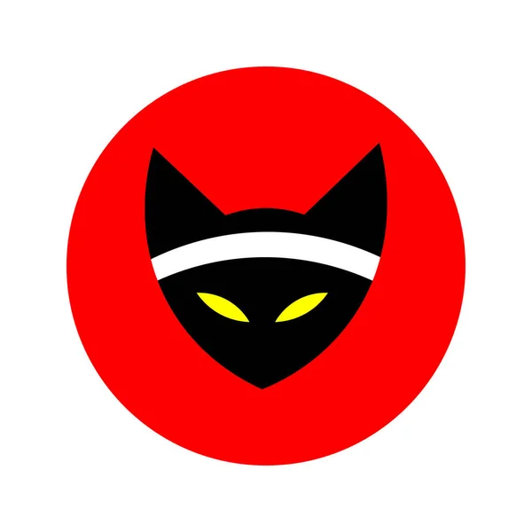 Kočka ninja obrázek vektor. kočka s bandáží. bojová umění. Japonsko červená Sun. cat fox logo, ikony — Stockový vektor