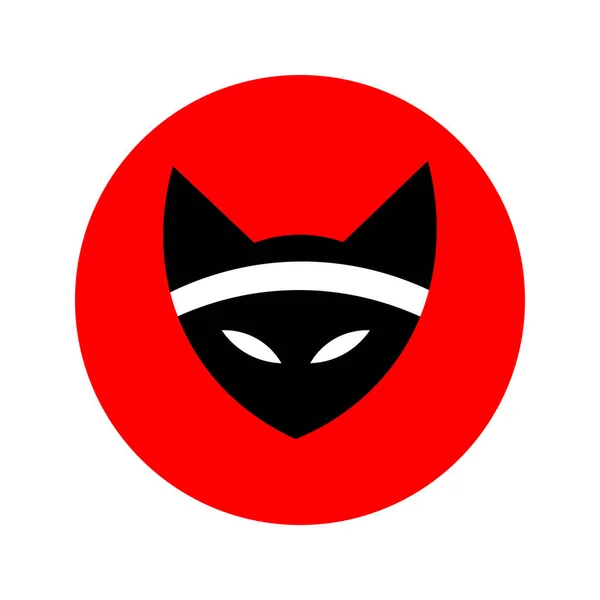 Gato ninja ilustración vector. un gato con una venda. artes marciales. Japan Red Sun. logotipo del gato, icono — Archivo Imágenes Vectoriales