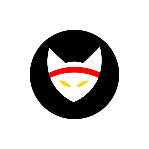 Cat ninja illusztráció vektor. egy macska-val egy kötést. martial arts. Japán növekvõ macska logó, ikon — Stock Vector