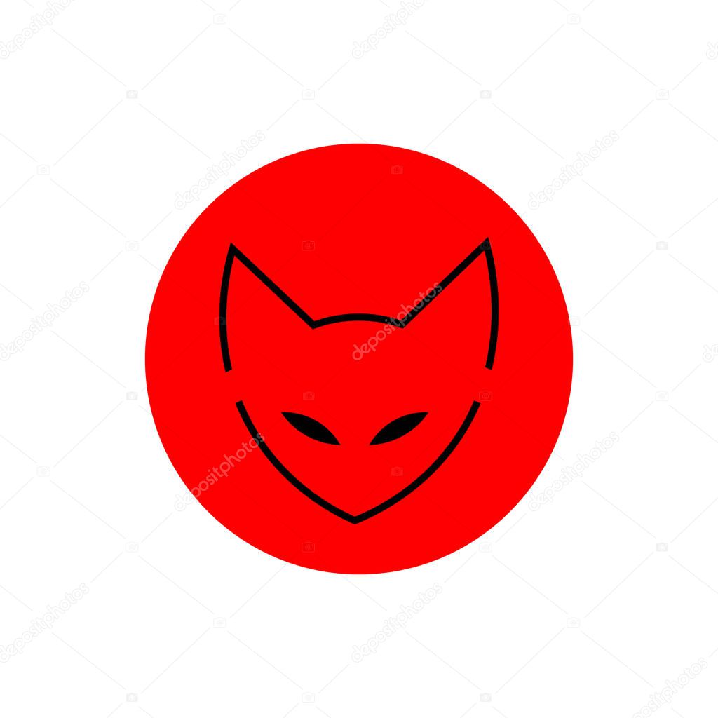 Cat logo, icon. cat ninja illustration vector. a cat with a bandage. martial arts. Japan Red Sun