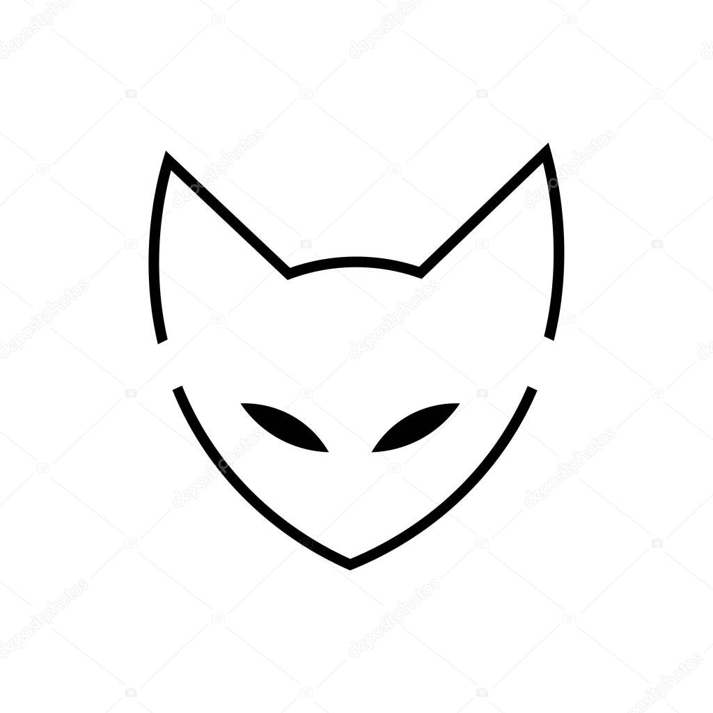 Japan cat fox logo, icon. cat ninja illustration vector.