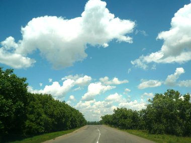 yol ve bulutlu gökyüzü mavi. ülke karayolu, doğa doğal